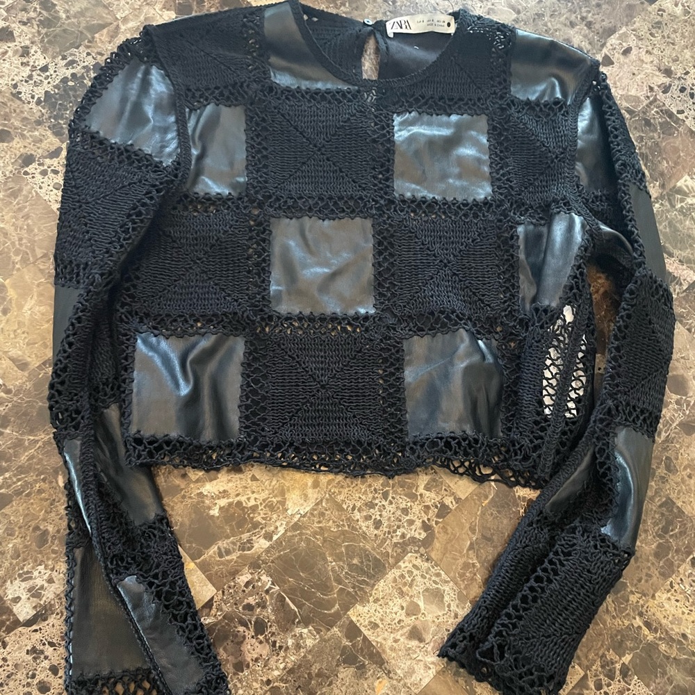 Zara black leather shirt